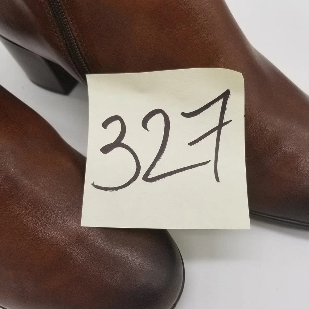 ECCO Shape 35 Block Ankle Boots Brown Leather Zip Booties Womens‎ 41 US 10.5